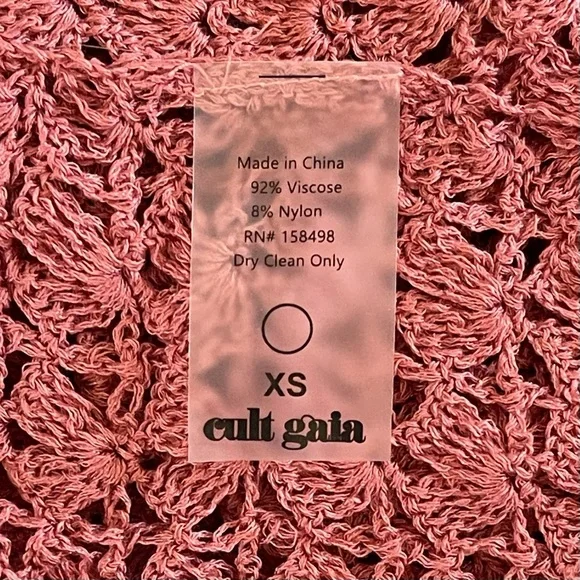 Cult Gaia Tyra Crochet Cutout Maxi Dress Sheer Beach Jaipur Pink XS NWT - Picture 5 of 11